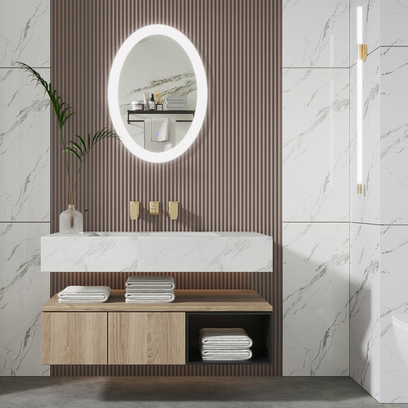 MIRPLUS 20''×28'' Oval LED Bathroom Mirror Backlit Anti-fog Dimmable
