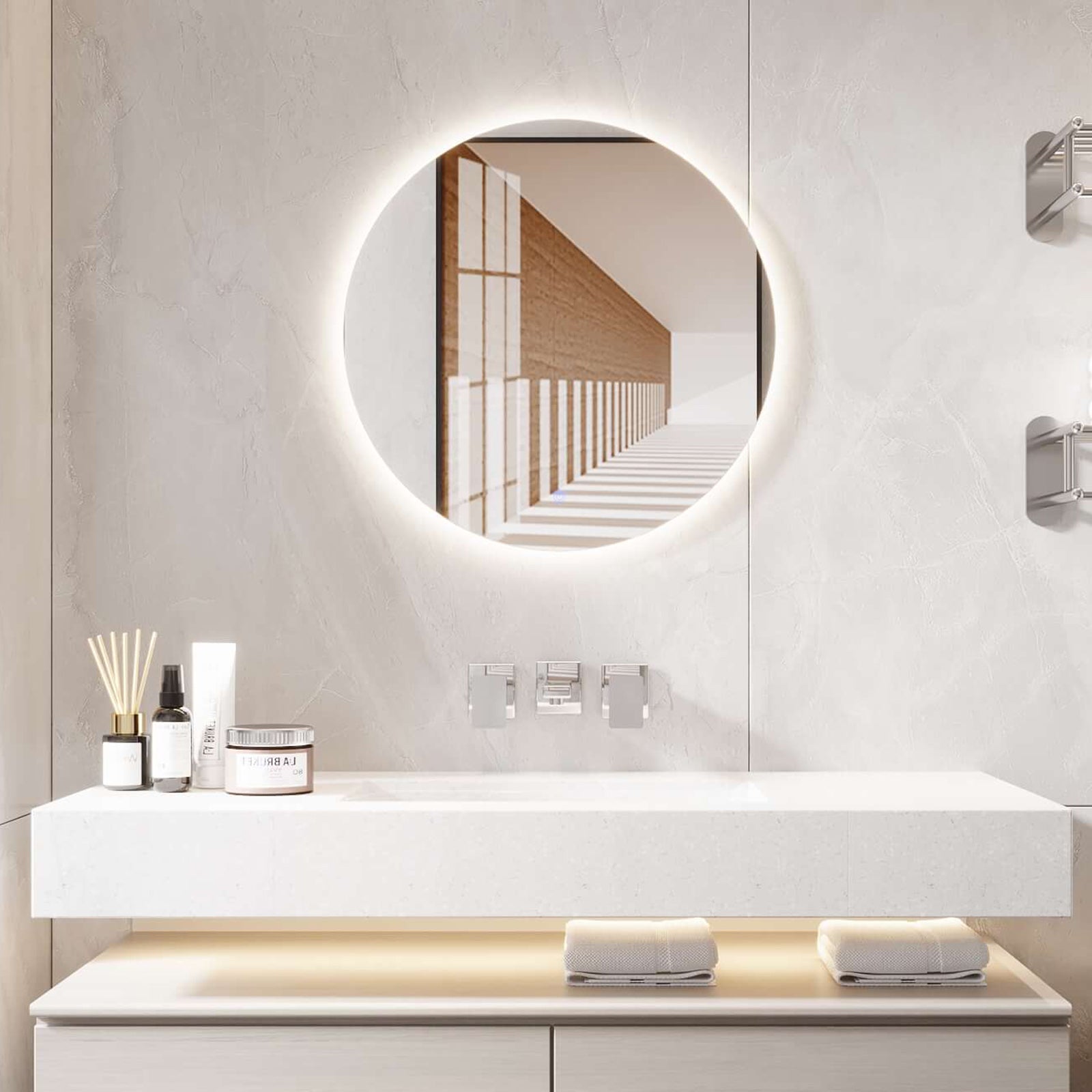 MIRPLUS 24'' Round LED Bathroom Mirror Frameless Anti-fog Dimm – MIRPLUSHOME