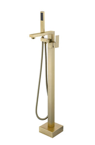 Floor-standing bathtub faucet Brushed Gold two functions Spool CUPC certification
